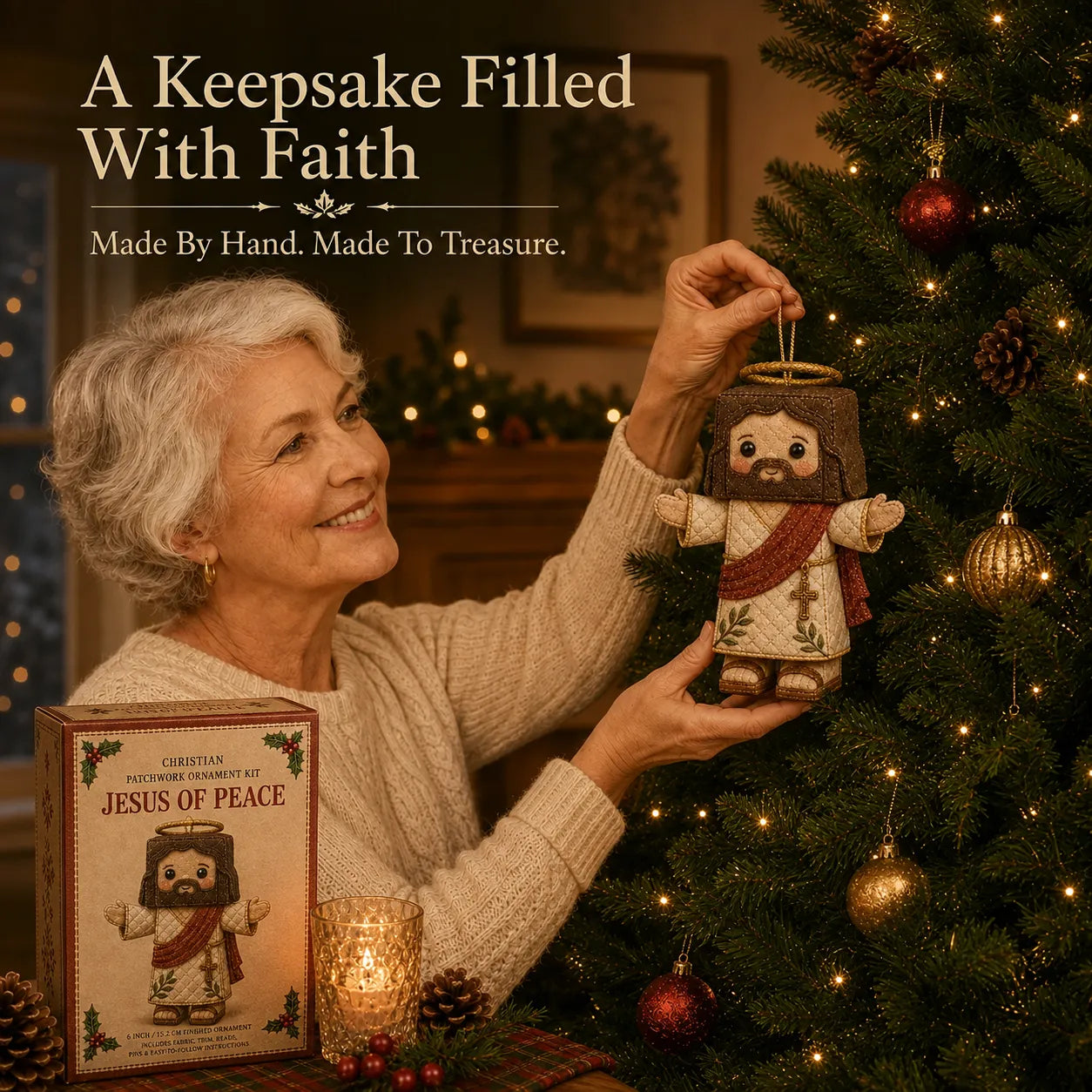 \ ✝️ Beginner-Friendly DIY Christian Block Figure Patchwork Ornament Kit Collection | Complete Kit with Pre-Cut Fabrics, Padded Ornament Form & Step-by-Step Guide Included 💕