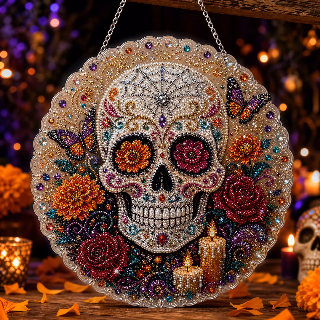 DIY Halloween Diamond Painting Pearls Painting Pendant
