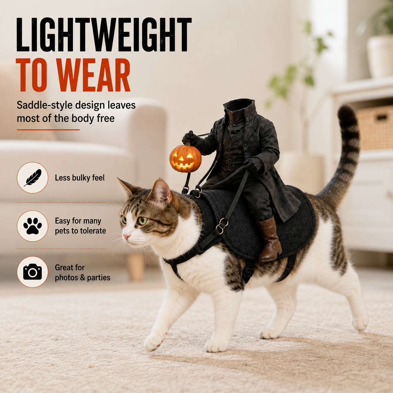 😺The Headless Horseman Ride Pet Costume🎃