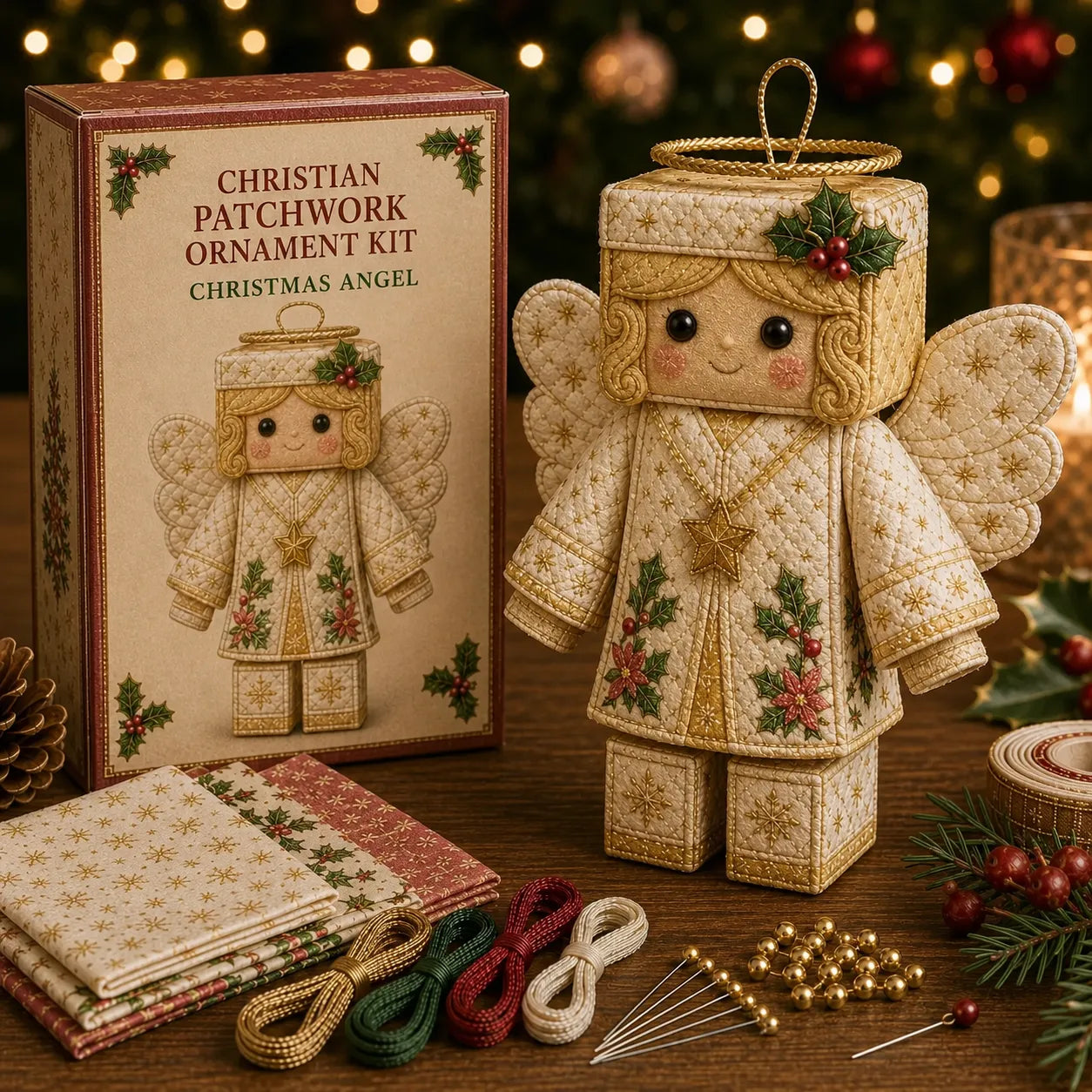 \ ✝️ Beginner-Friendly DIY Christian Block Figure Patchwork Ornament Kit Collection | Complete Kit with Pre-Cut Fabrics, Padded Ornament Form & Step-by-Step Guide Included 💕