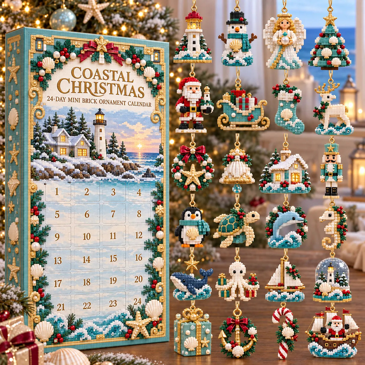 ⏳🎄 LAST CHANCE — 49% OFF! 🌊✨ Coastal Christmas 24-Day Mini Brick Ornament Advent Calendar — Countdown to Christmas Starts NOW! ⏰🎁