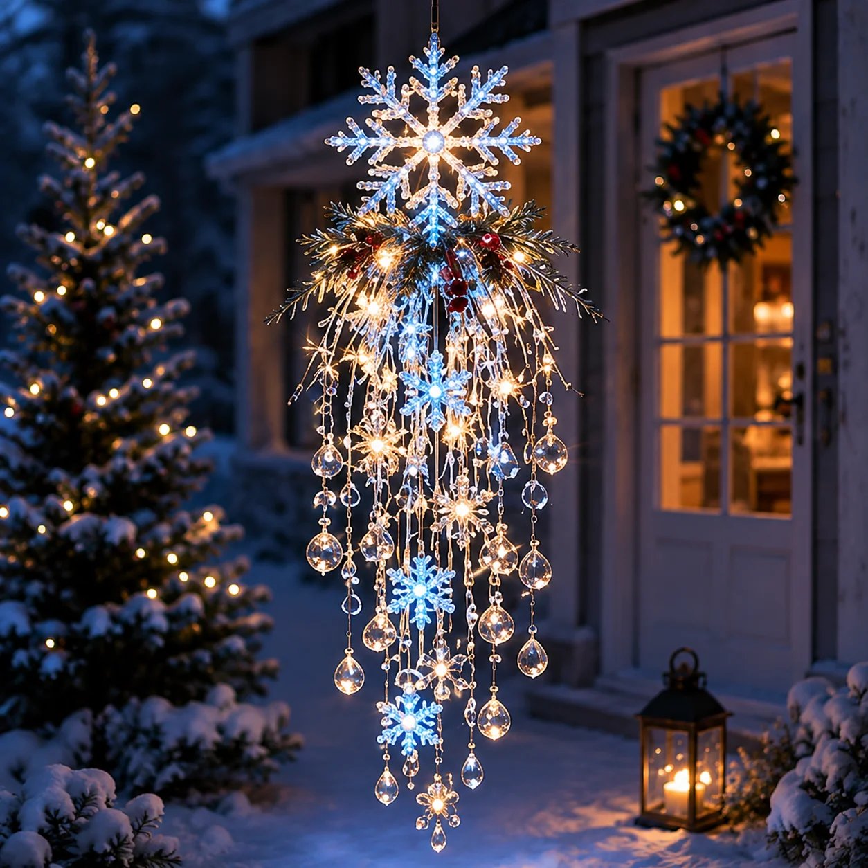 ❄️✨ Crystal Snowflake Waterfall LED Christmas Lights — Create a Magical Winter Wonderland! 🎄💡