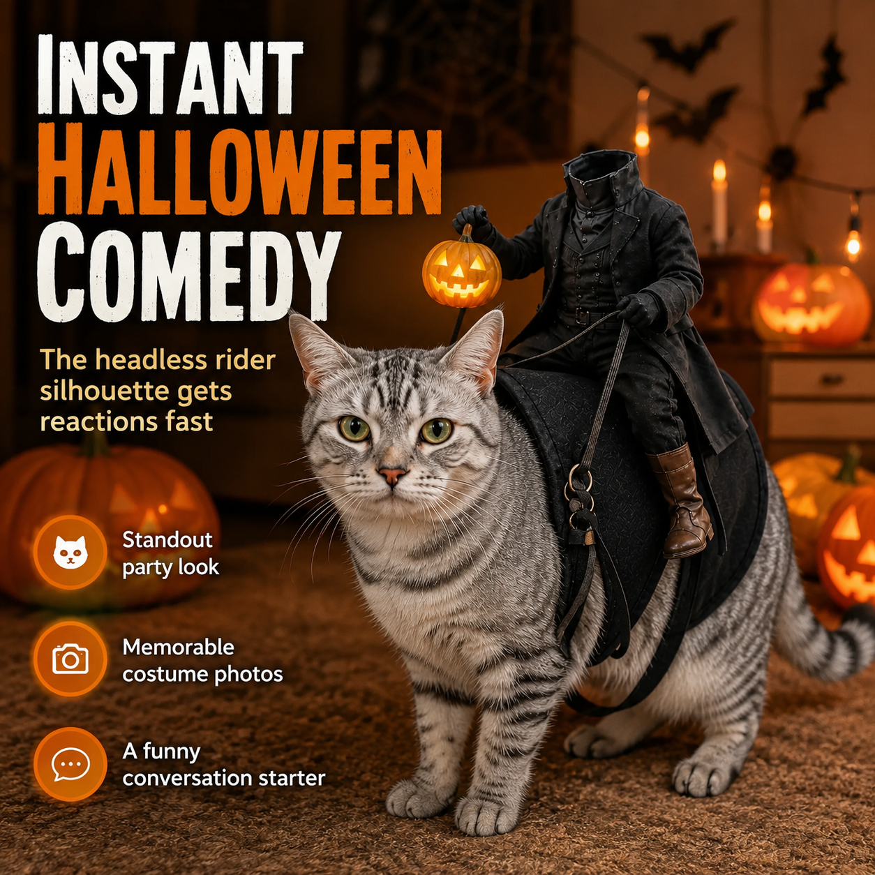 😺The Headless Horseman Ride Pet Costume🎃
