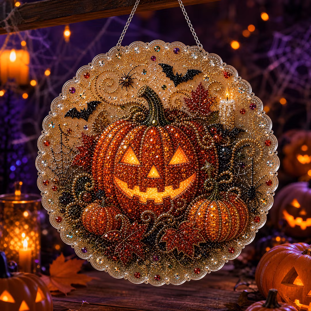 DIY Halloween Diamond Painting Pearls Painting Pendant