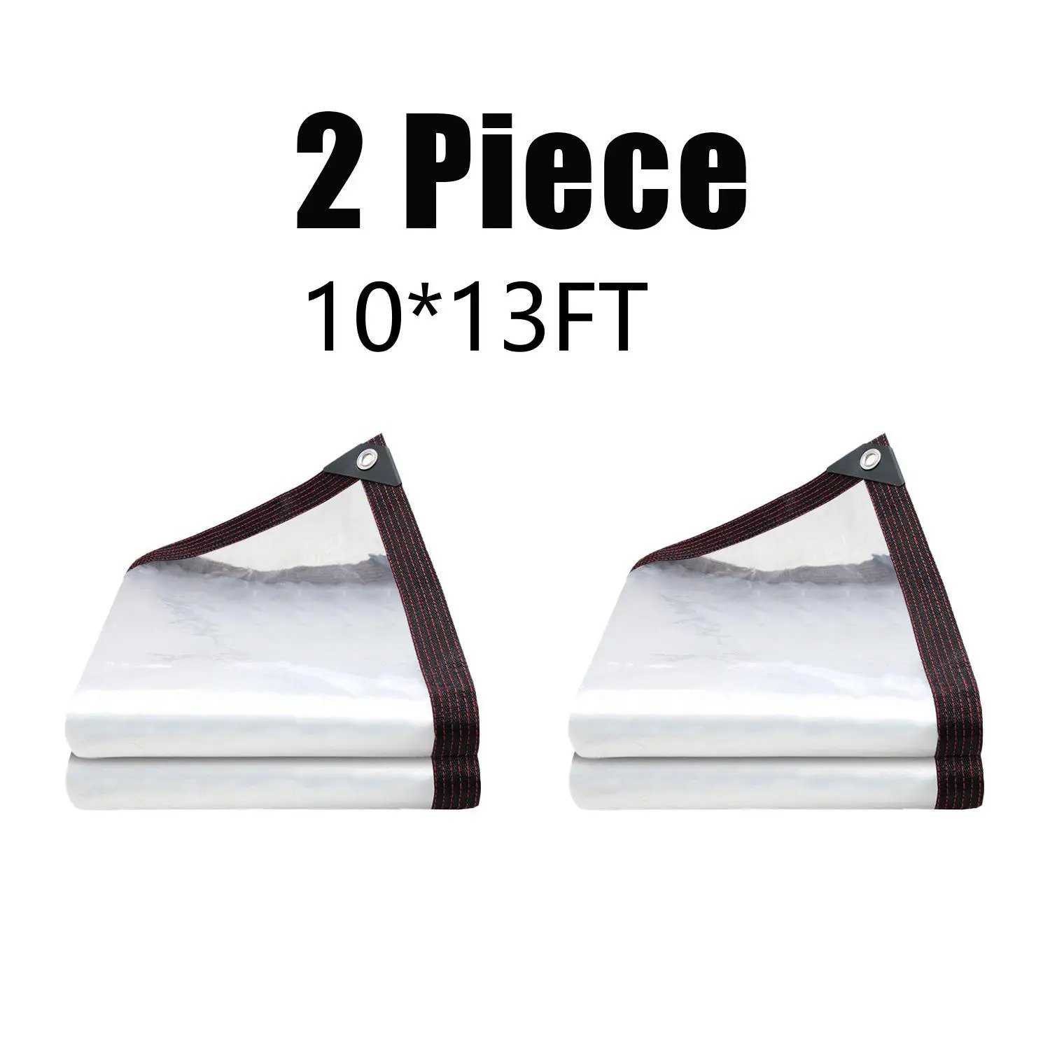 2-Pack 10x13FT Clear Waterproof Heavy Duty Tarp