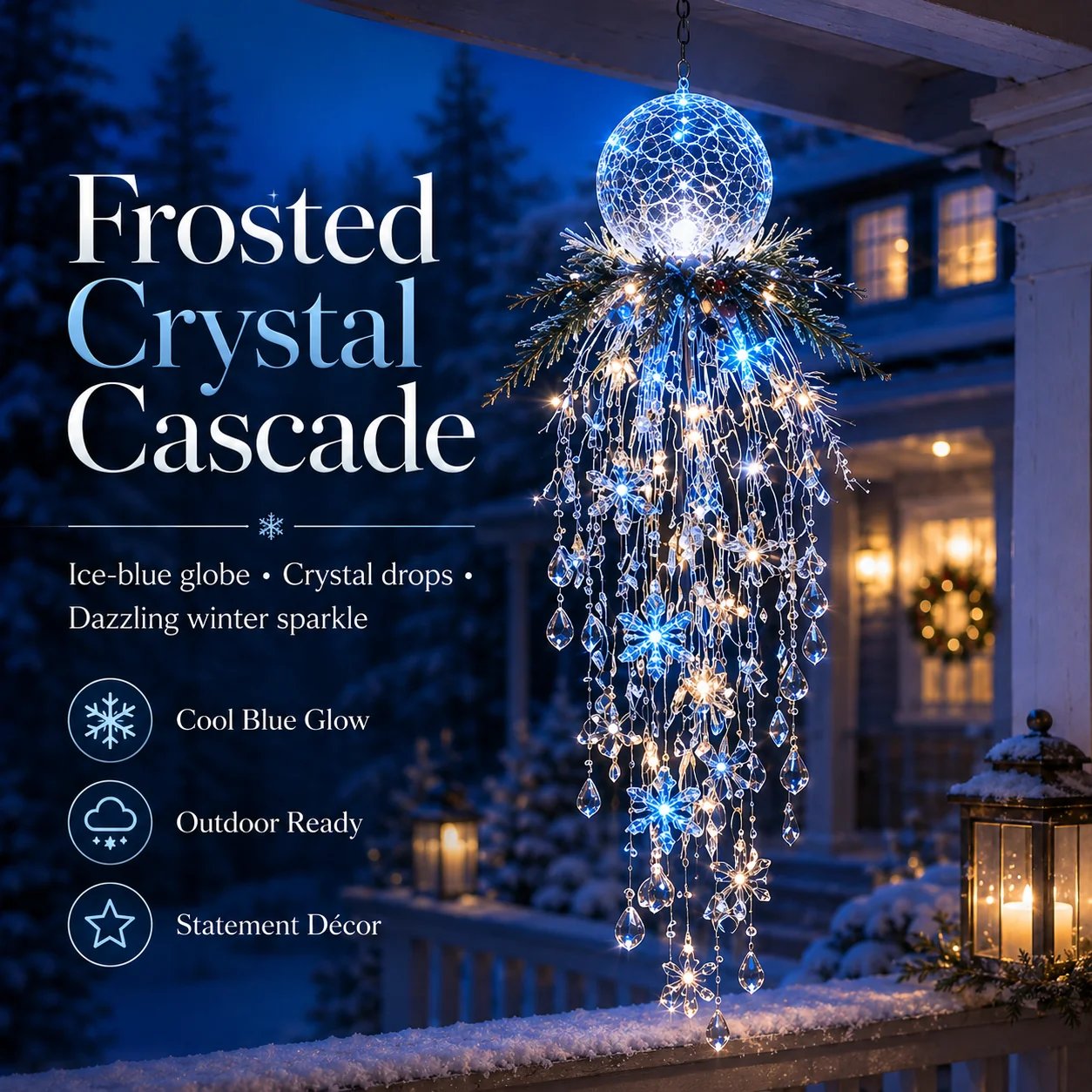 ❄️✨ Crystal Snowflake Waterfall LED Christmas Lights — Create a Magical Winter Wonderland! 🎄💡