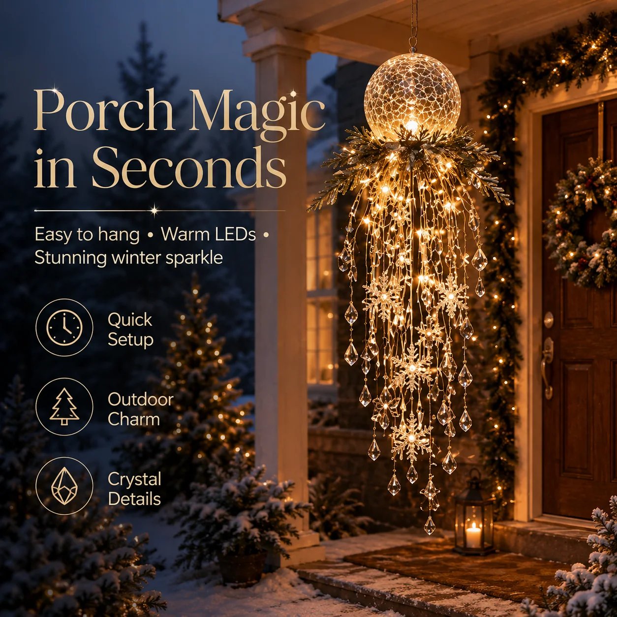 ❄️✨ Crystal Snowflake Waterfall LED Christmas Lights — Create a Magical Winter Wonderland! 🎄💡