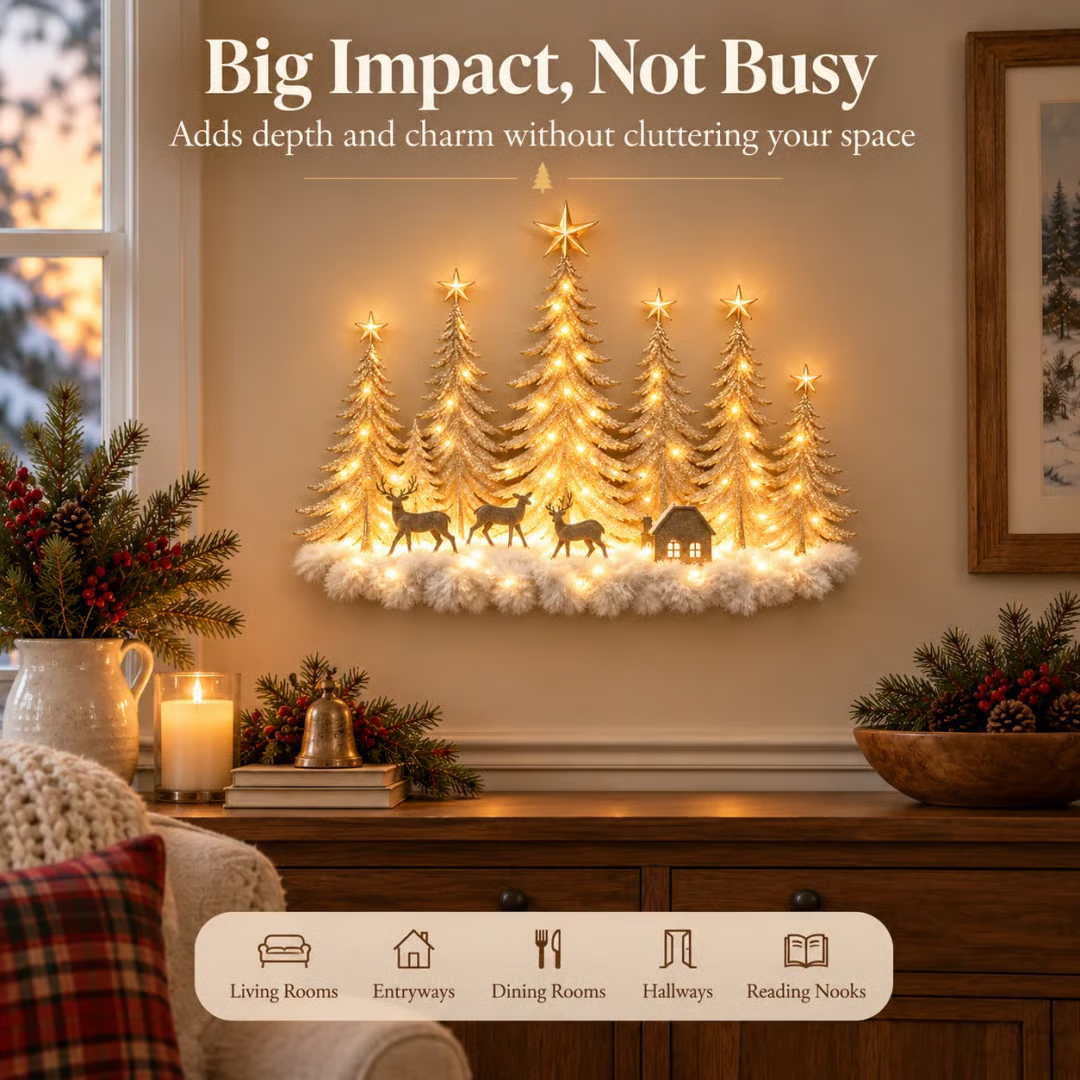 🎄Lighted Christmas Woodland Forest Wall Decor