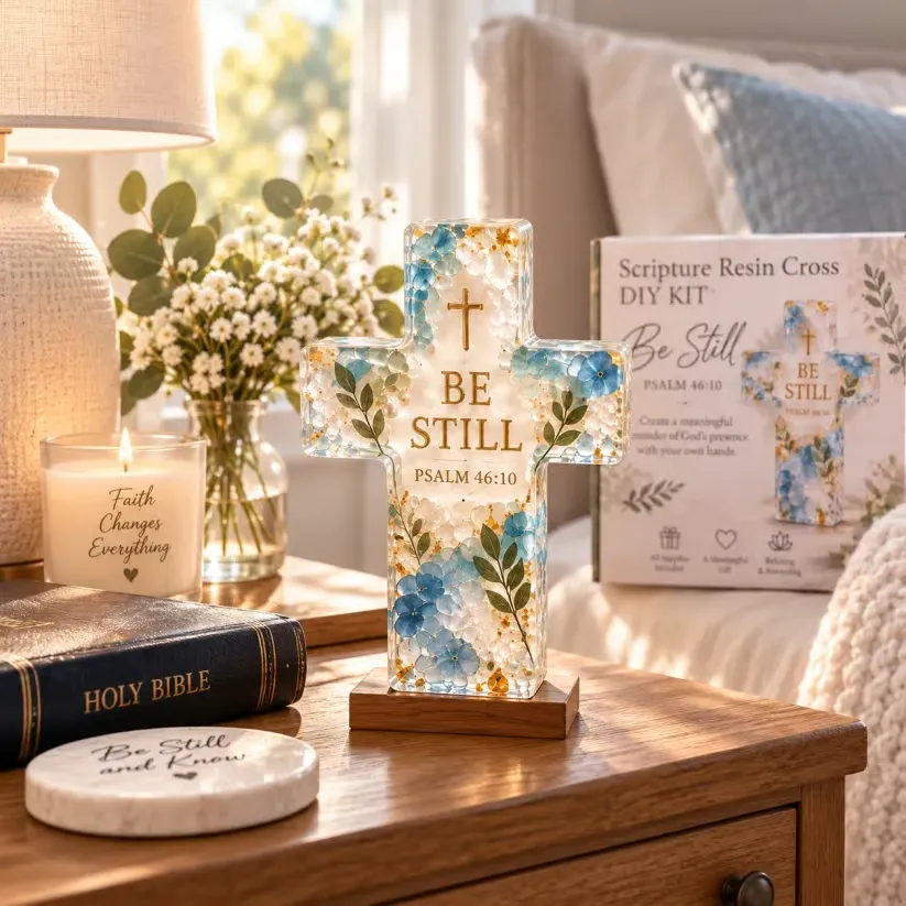 ✝️ Psalms of Comfort & Strength Resin Cross DIY Kit