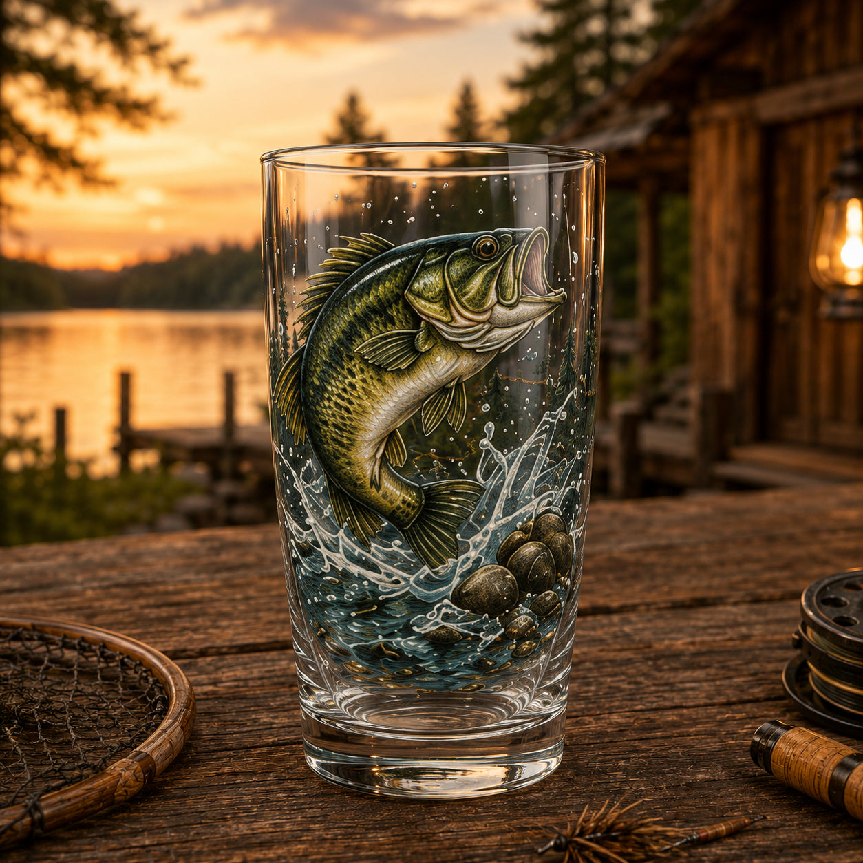 🎣 7-Piece Fishing Pint Glass Gift Set for Fishermen