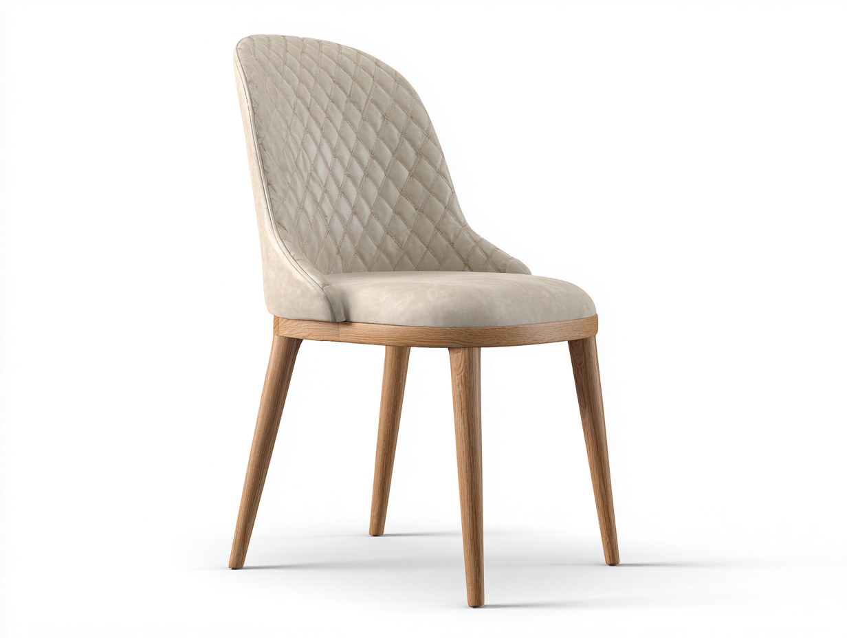 Esszimmerstühle Kunstleder-Holz 52x60x88 cm - Beige-Natur - Gepolstertes Steppmuster-Design-Facormohaus