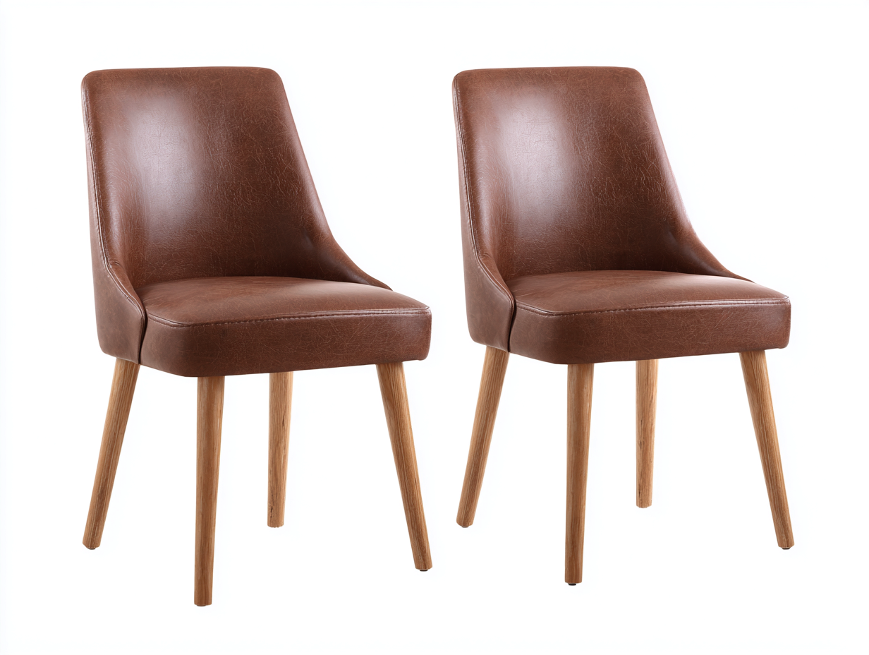 Esszimmerstühle aus Holz und Kunstleder 48 x 56 x 86 cm - braun - gepolstertes Design für Esszimmer-Facormohaus