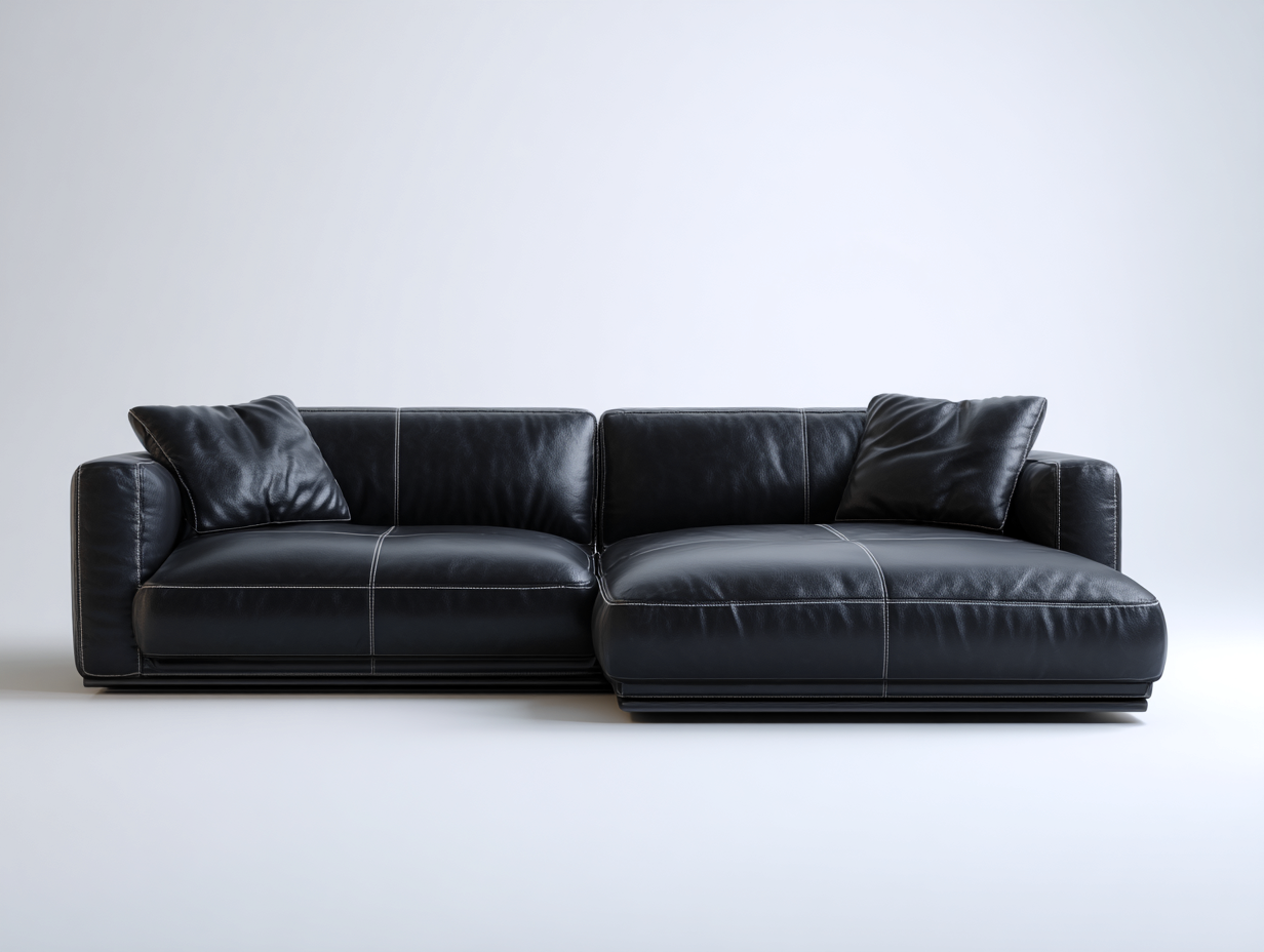 Ecksofa Kunstleder 285x165x78 cm - Schwarz - Modernes Lounge-Design-Facormohaus