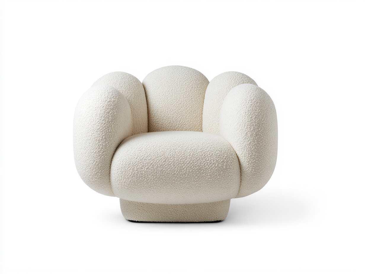 Sessel Bouclé Stoffbezug 92x88x78 cm - Cremeweiß - Modernes Loungedesign-Facormohaus