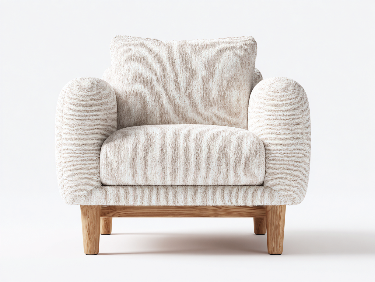 Sessel Stoffbezug 86x80x82 cm - Cremeweiß - Skandinavisches Loungedesign-Facormohaus