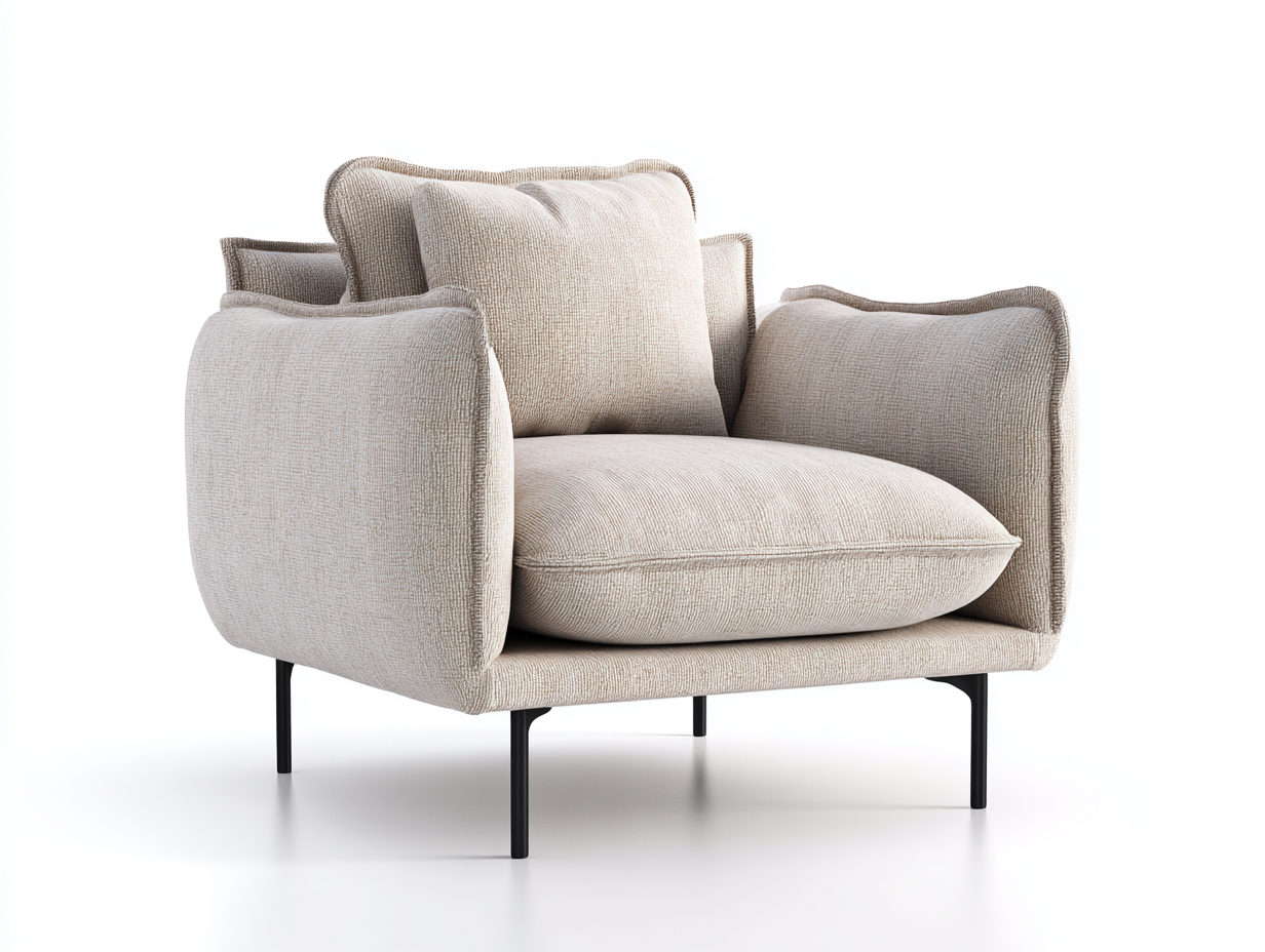 Sessel Stoff 92x88x82 cm Beige Moderner Loungesessel-Facormohaus