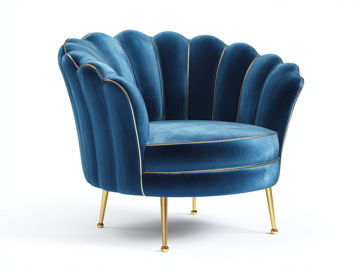 Sessel Samtbezug 90x82x78 cm - Blau - Glamour Loungedesign-Facormohaus