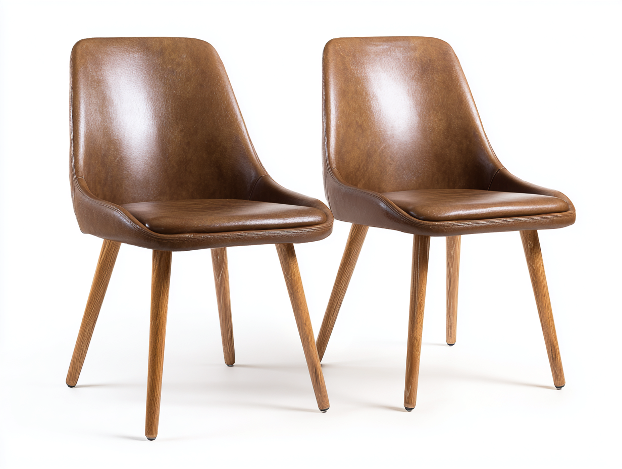 Esszimmerstühle aus Holz und Kunstleder 48 x 56 x 86 cm - braun - gepolstertes Design für Esszimmer-Facormohaus