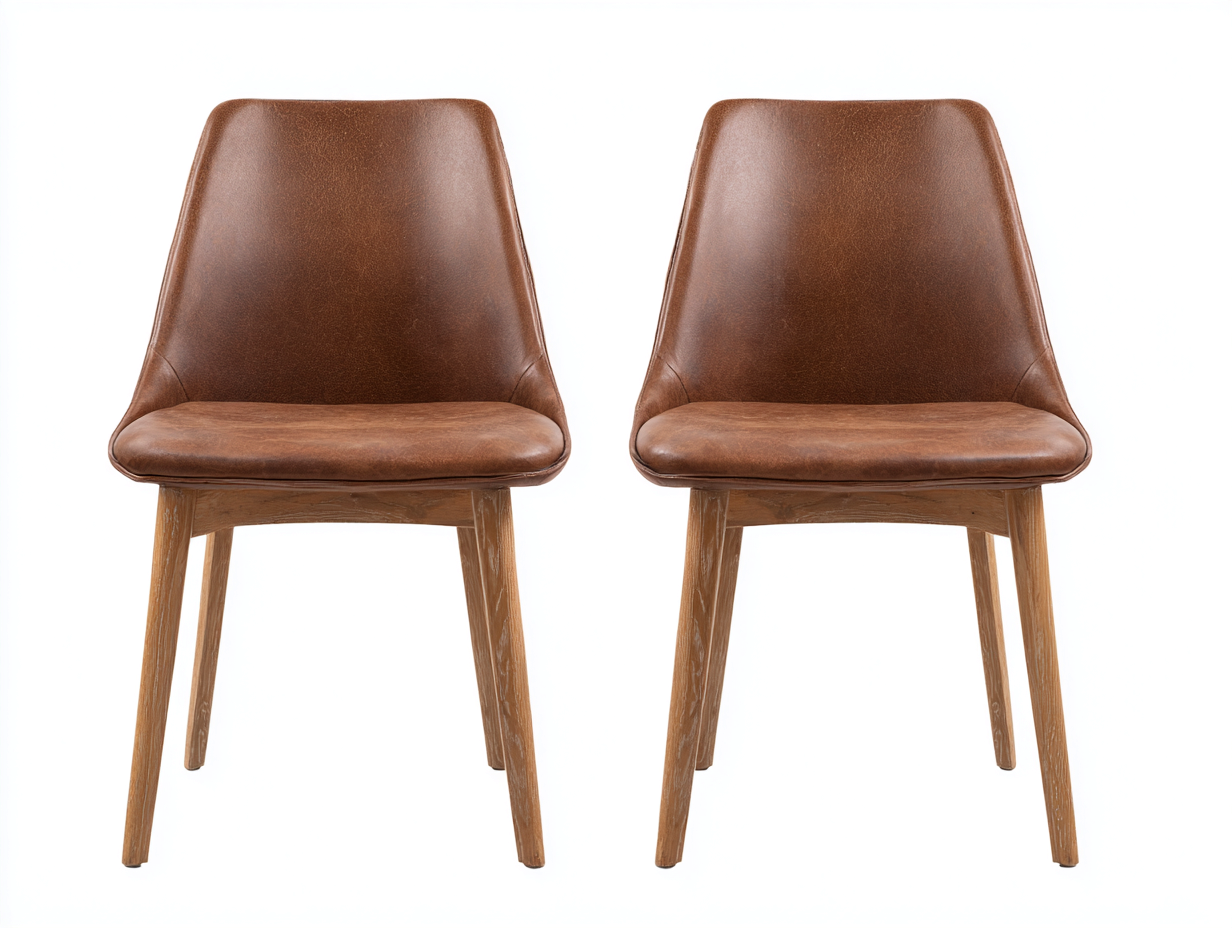 Esszimmerstühle aus Holz und Kunstleder 48 x 56 x 86 cm - braun - gepolstertes Design für Esszimmer-Facormohaus