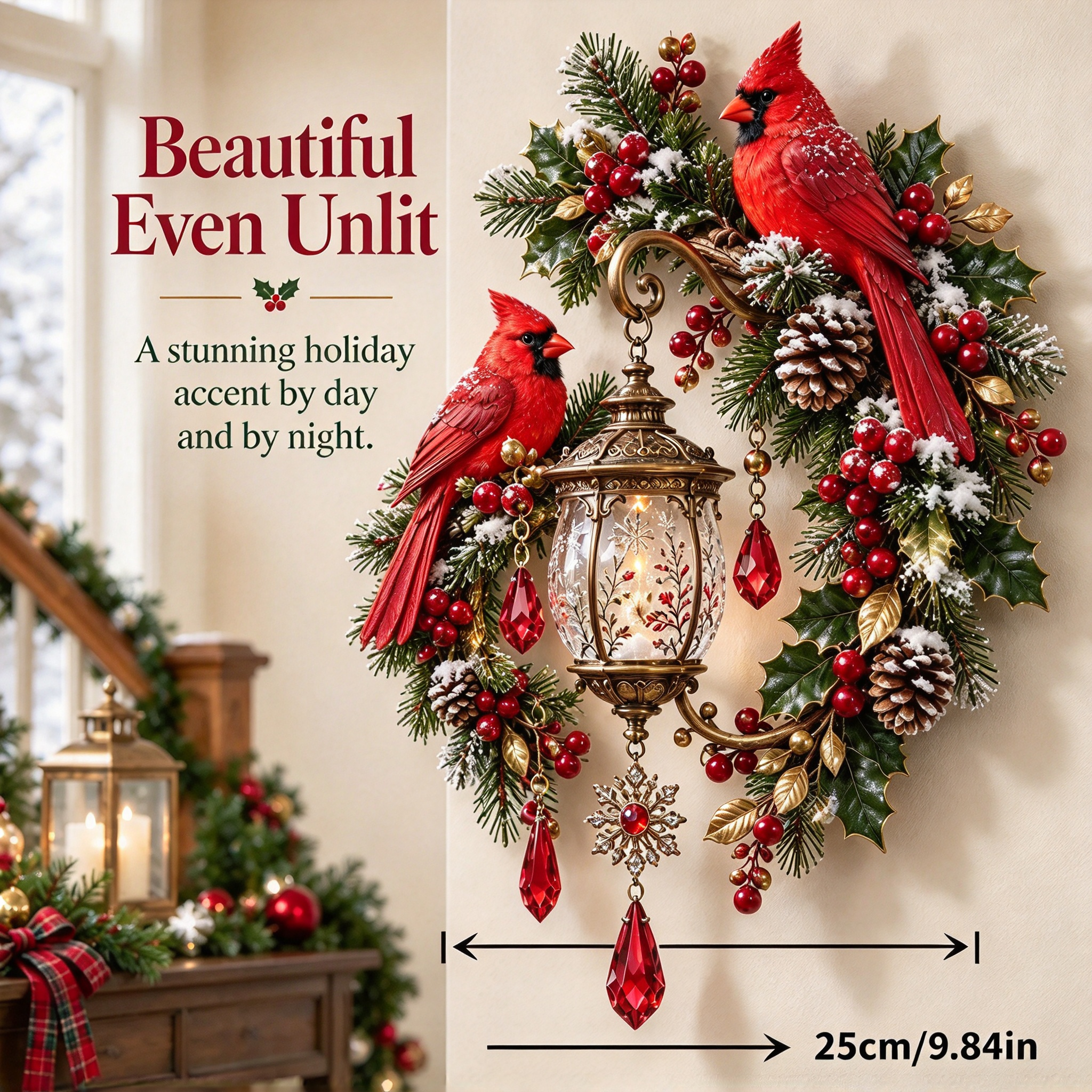 🔥Last Day 49% OFF✨Good Omens Wreath Light with Cardinals