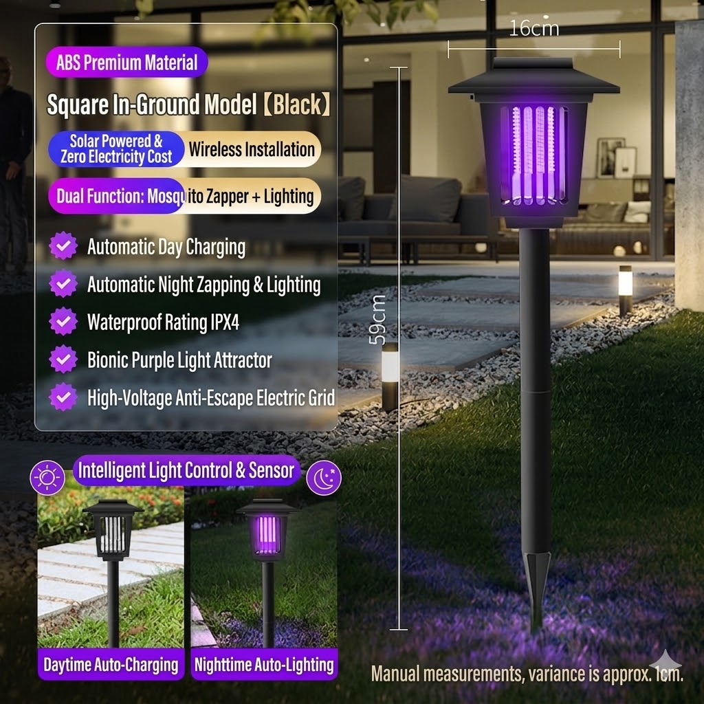 Solar Mosquito Zapper Light – Outdoor Garden Stake Lamp, UV Insect Killer & Solar Pathway Light