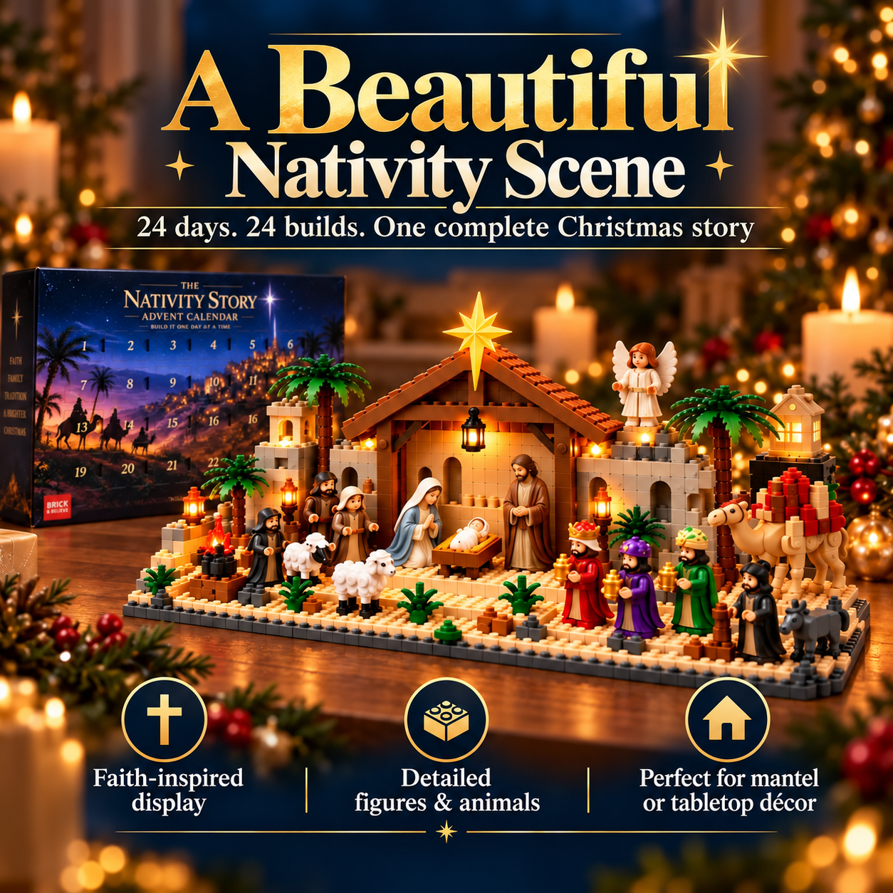 Nativity Advent Calendar – 24-Day Buildable Christmas Nativity Set