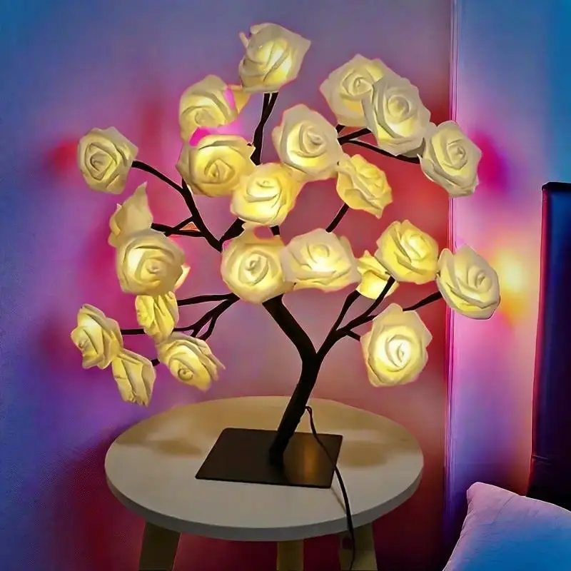 Rose-Shaped USB Night Light and Table Lamp for Home Decor