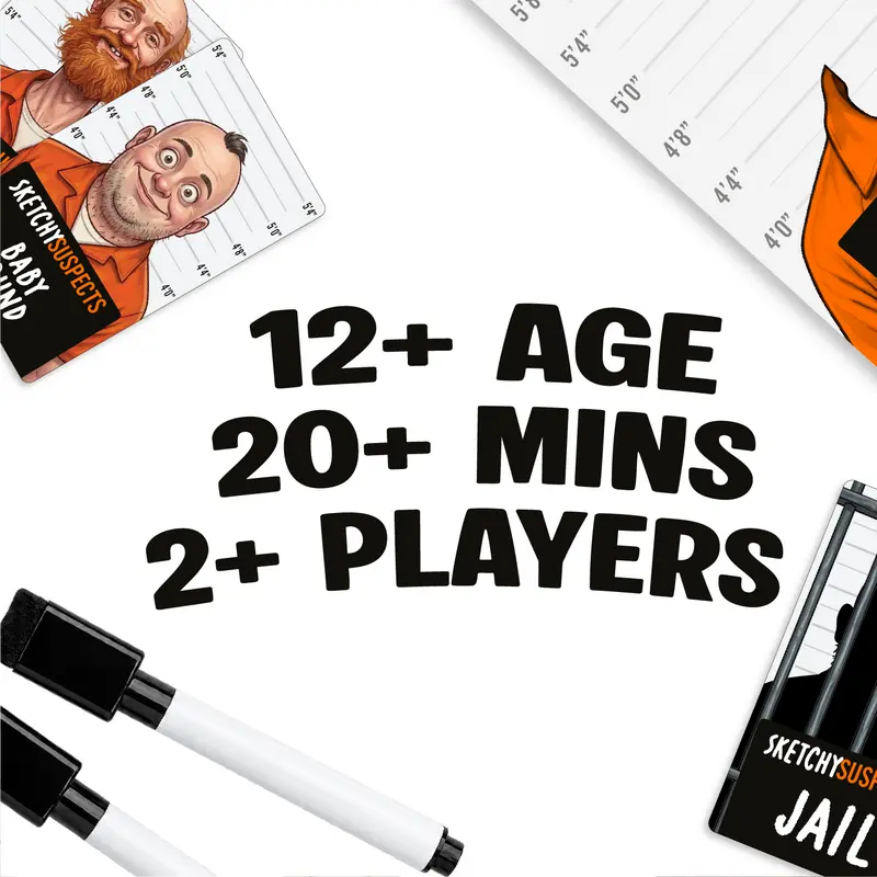 🎁 Limited-Time Offer | Sketchy Suspects 🎨 Draw Suspects from Ridiculous Clues – Party Game for Ages 12+, 2+ Players