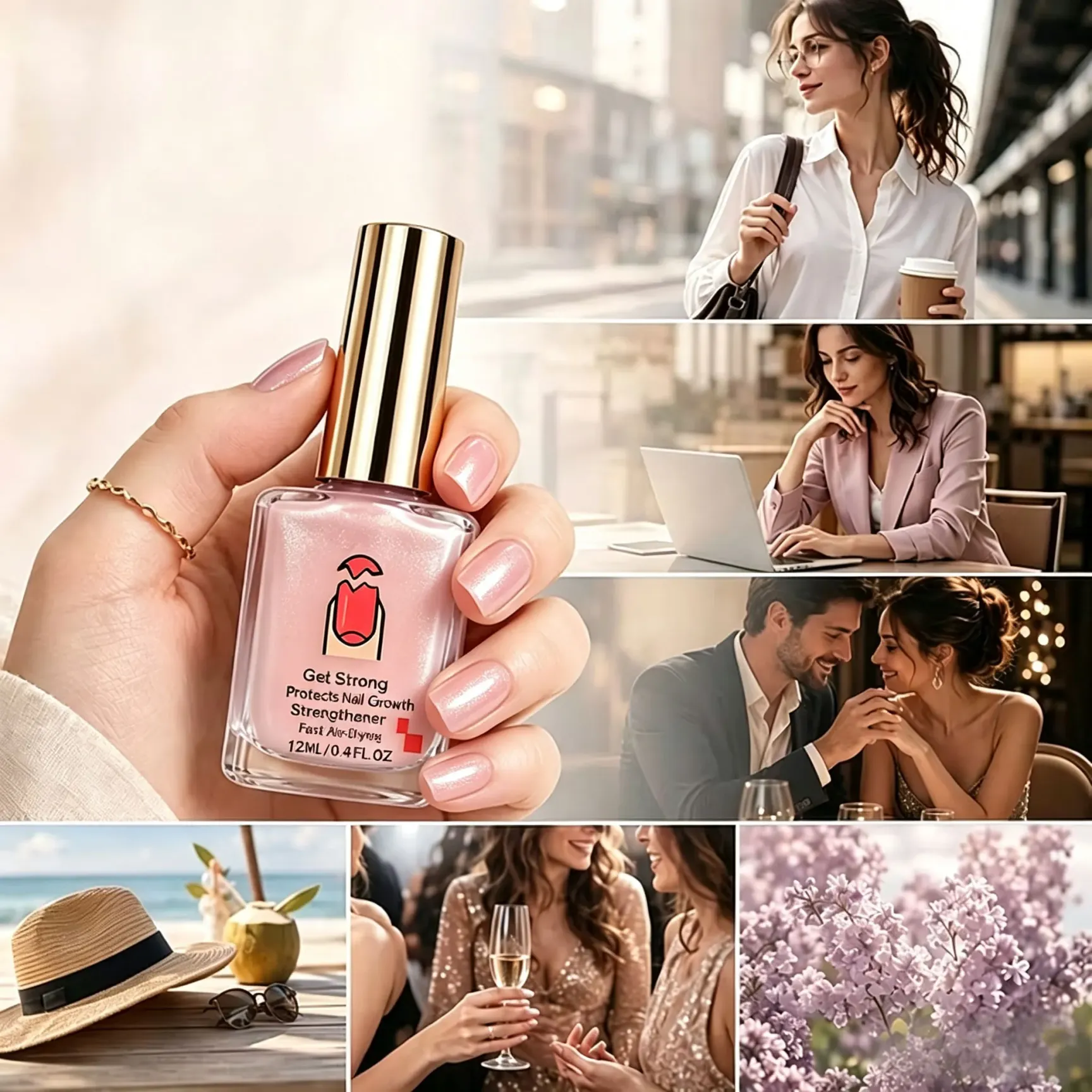📢📢Buy One Get One Free!! ⏰💖✨Natural Pink Glossy Mirror Nail Strengthener