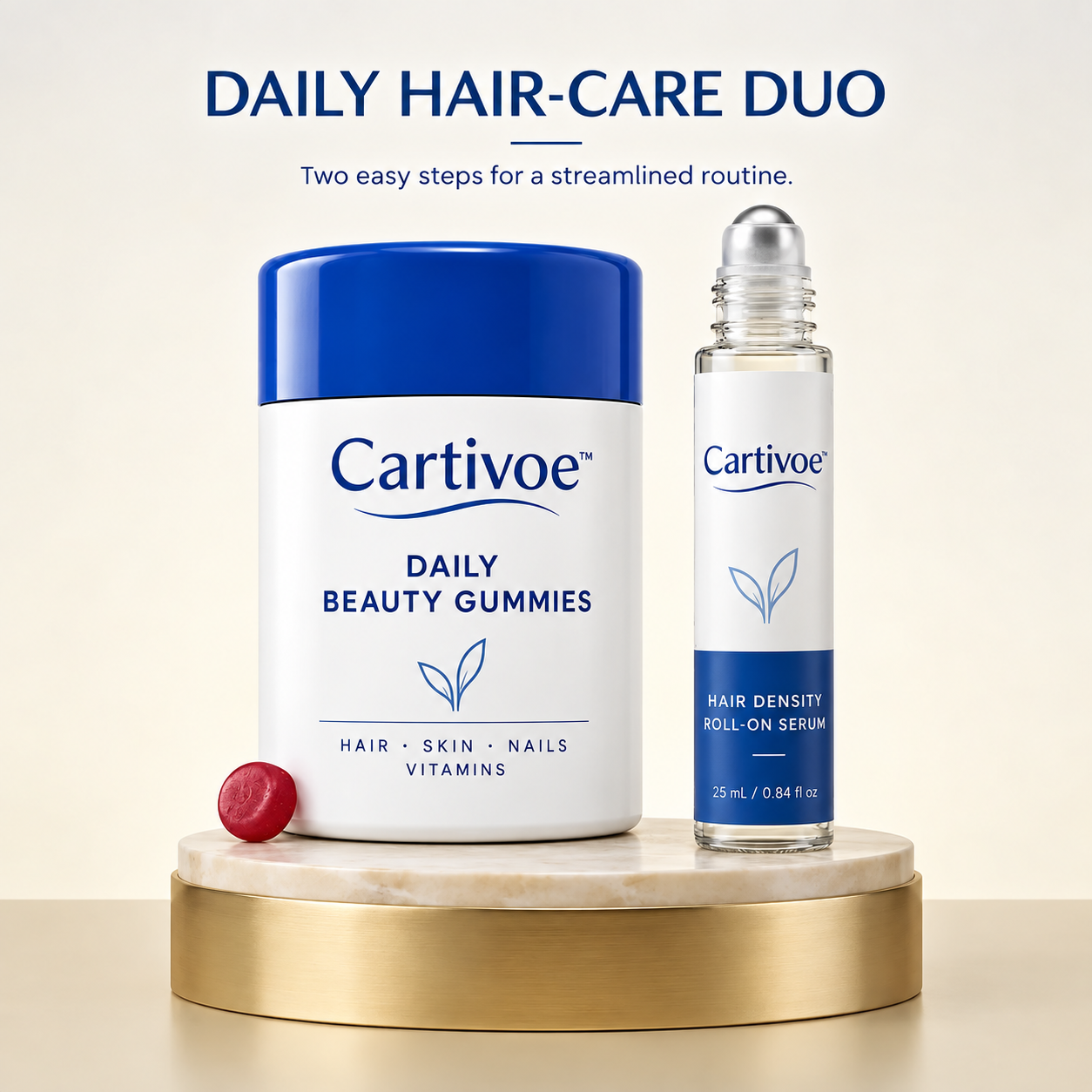 Cartivoe™ Advanced Hair Density Roll-On Scalp Serum – 5% Saw Palmetto, 3% Rosemary, 1% Caffeine Complex & 3% Fenugreek, Non-Greasy Care for Fuller-Looking Hair, 25 mL 🌿