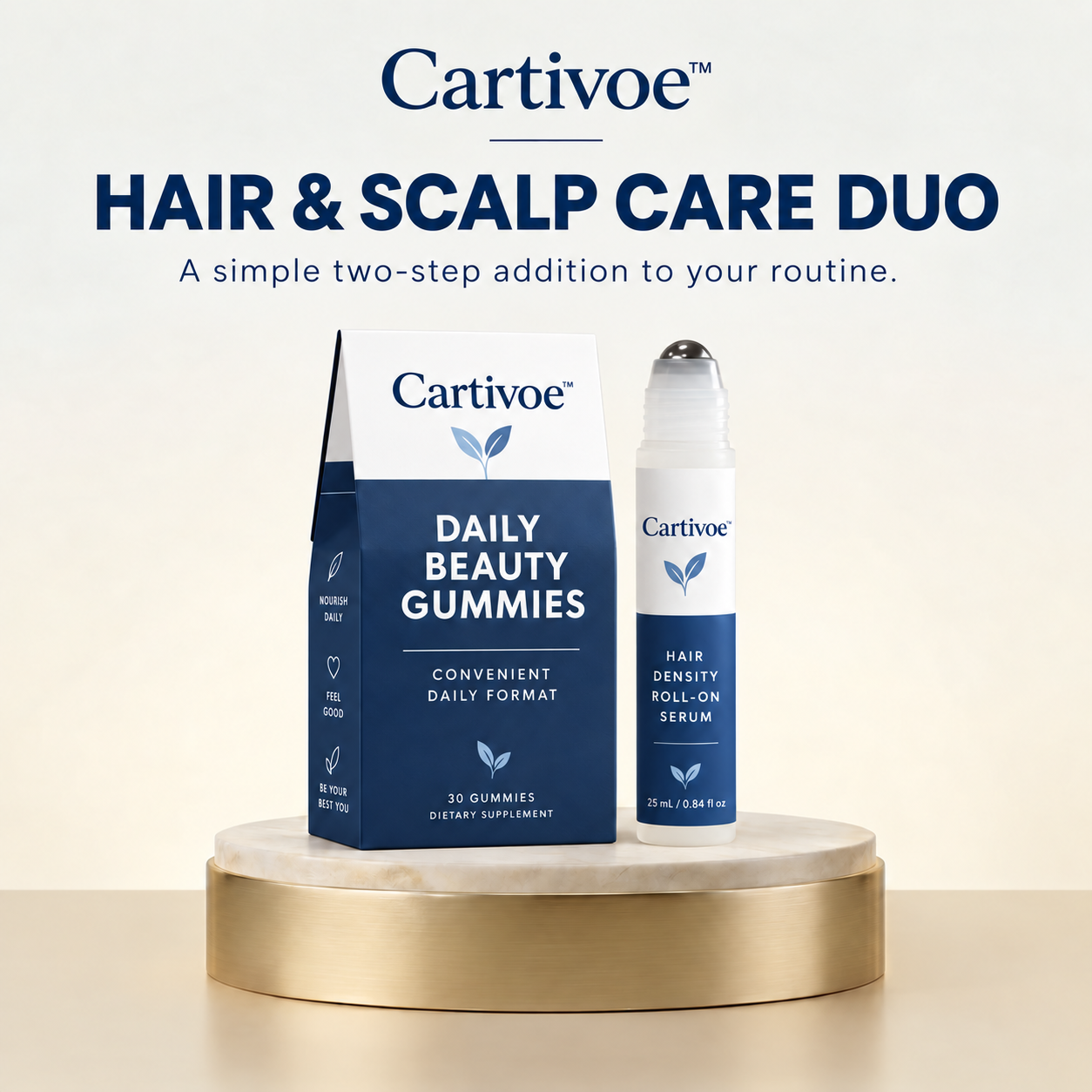 Cartivoe™ Advanced Hair Density Roll-On Scalp Serum – 5% Saw Palmetto, 3% Rosemary, 1% Caffeine Complex & 3% Fenugreek, Non-Greasy Care for Fuller-Looking Hair, 25 mL 🌿