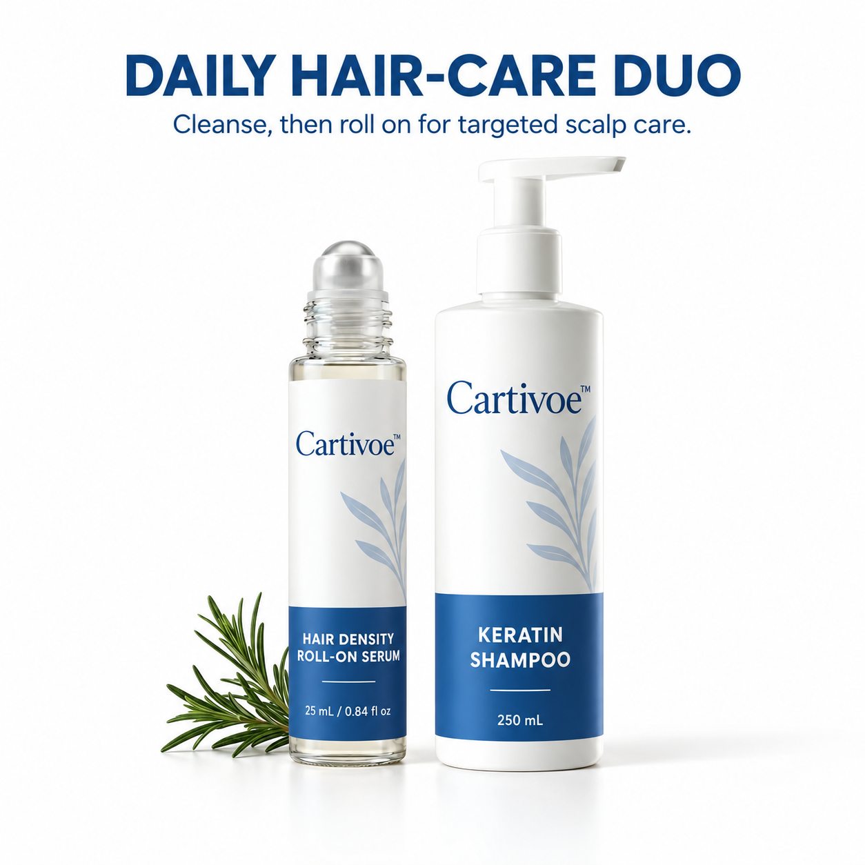 Cartivoe™ Advanced Hair Density Roll-On Scalp Serum – 5% Saw Palmetto, 3% Rosemary, 1% Caffeine Complex & 3% Fenugreek, Non-Greasy Care for Fuller-Looking Hair, 25 mL 🌿