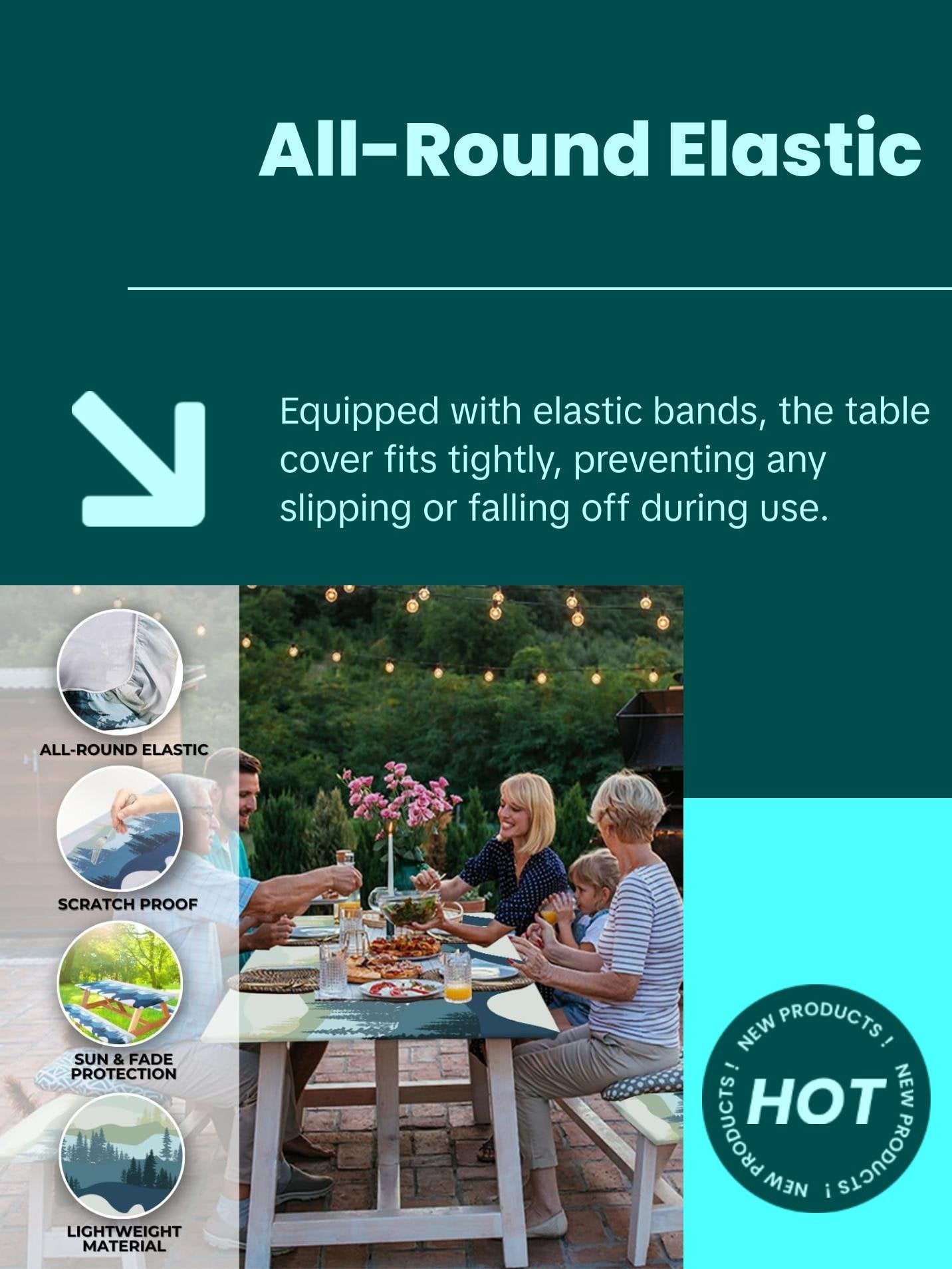 Waterproof Picnic Table Cover Set 🧺 – Fitted Outdoor Tablecloth Kit
