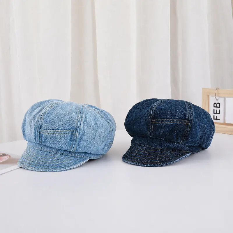 Cartivoe™ Women’s Vintage Cotton Denim Newsboy Cap – Classic 8-Panel Baker Boy Hat with Short Brim 🧢