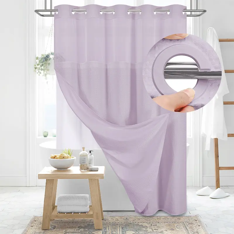 Cartivoe™ No-Hook Waffle Shower Curtain Set With Liner | Elegant Bathroom Upgrade
