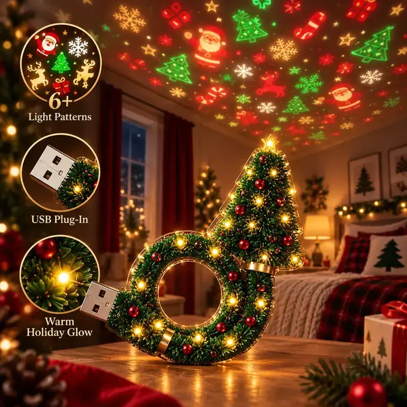 ✨ Cartivoe™ Christmas Starry Sky Projector Lamp – USB LED Holiday Ceiling Night Light with 6+ Festive Patterns | Magical Xmas Room Decor for Kids & Family