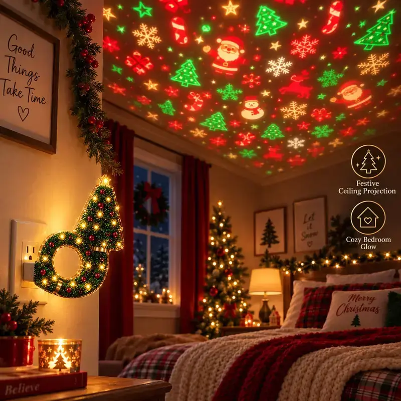✨ Cartivoe™ Christmas Starry Sky Projector Lamp – USB LED Holiday Ceiling Night Light with 6+ Festive Patterns | Magical Xmas Room Decor for Kids & Family