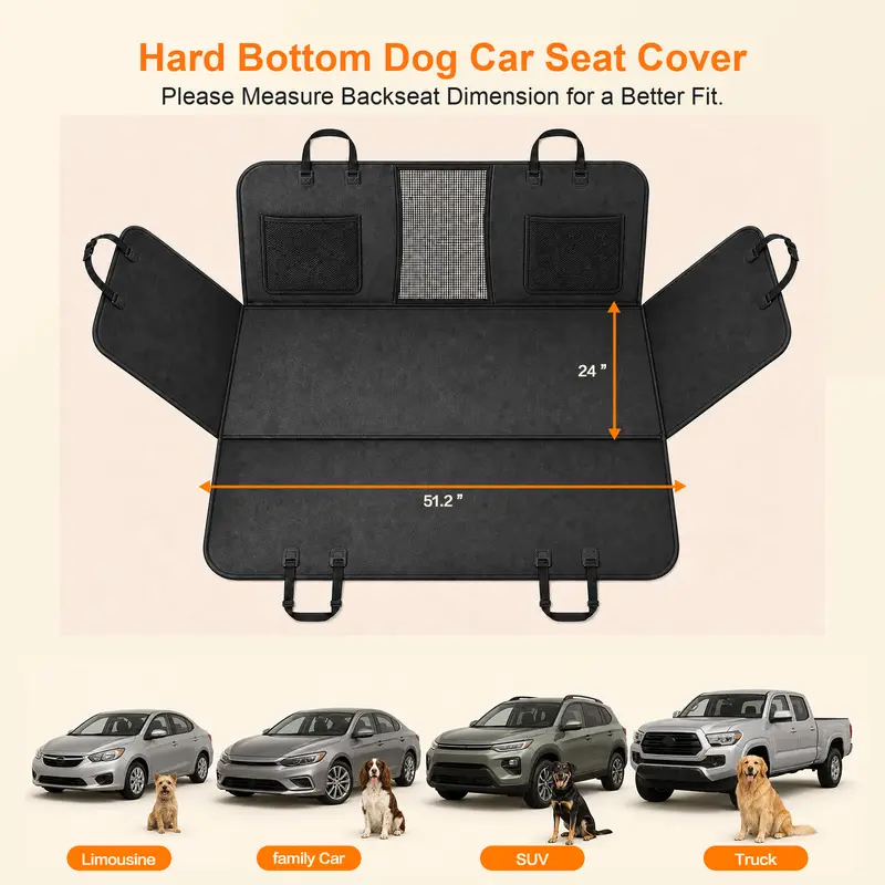 🐶 Hard-Bottom Dog Back Seat Extender & Waterproof Car Seat Cover
