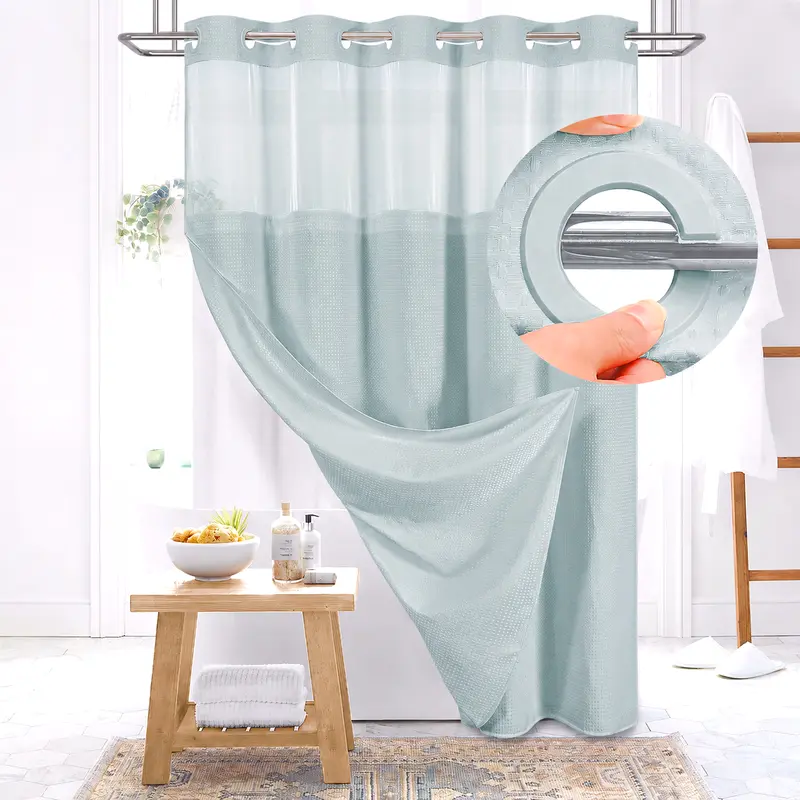 Cartivoe™ No-Hook Waffle Shower Curtain Set With Liner | Elegant Bathroom Upgrade