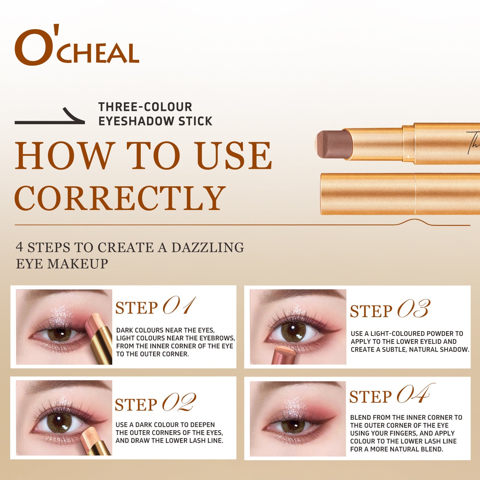 ✨ 3-in-1 Shimmer Eyeshadow Stick | One Swipe, Stunning Eyes 💖