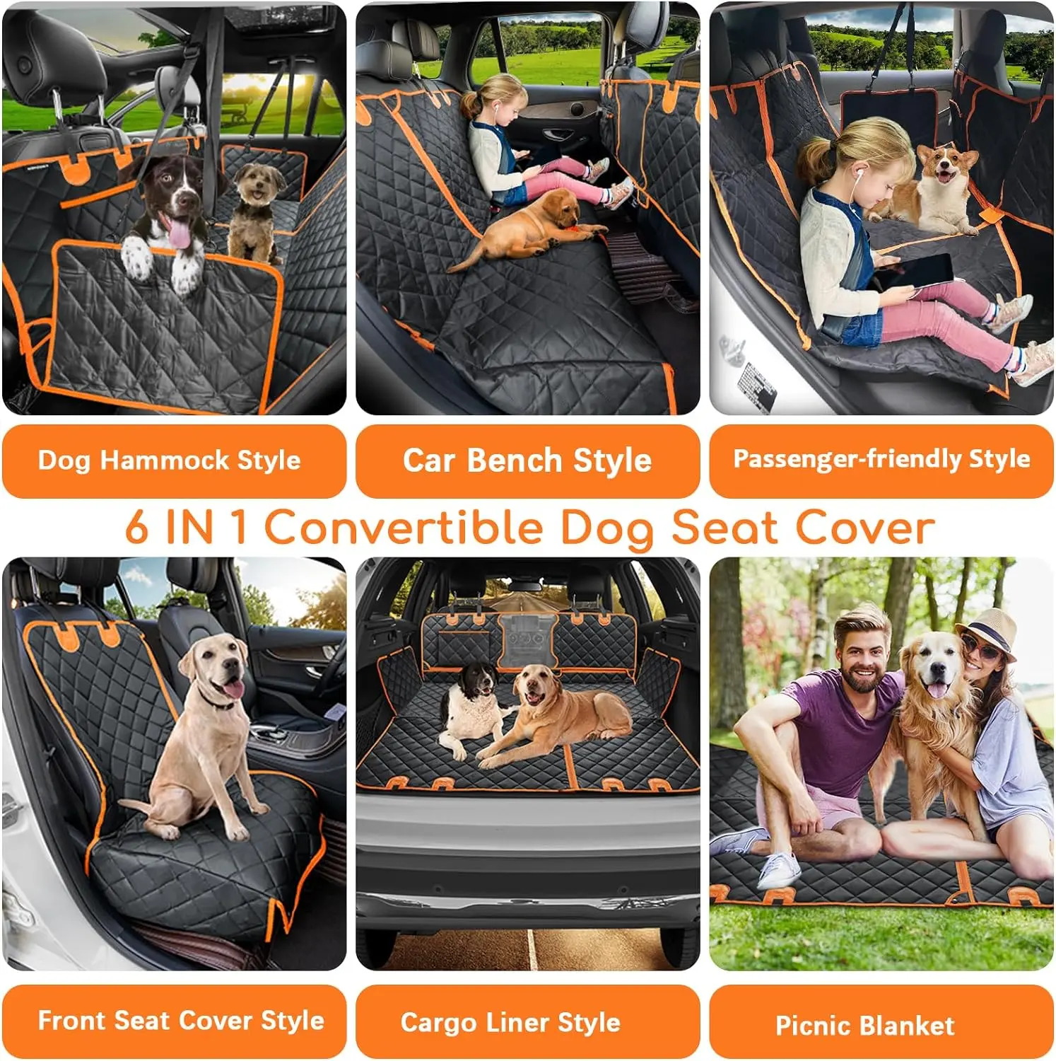 🐶 Hard-Bottom Dog Back Seat Extender & Waterproof Car Seat Cover