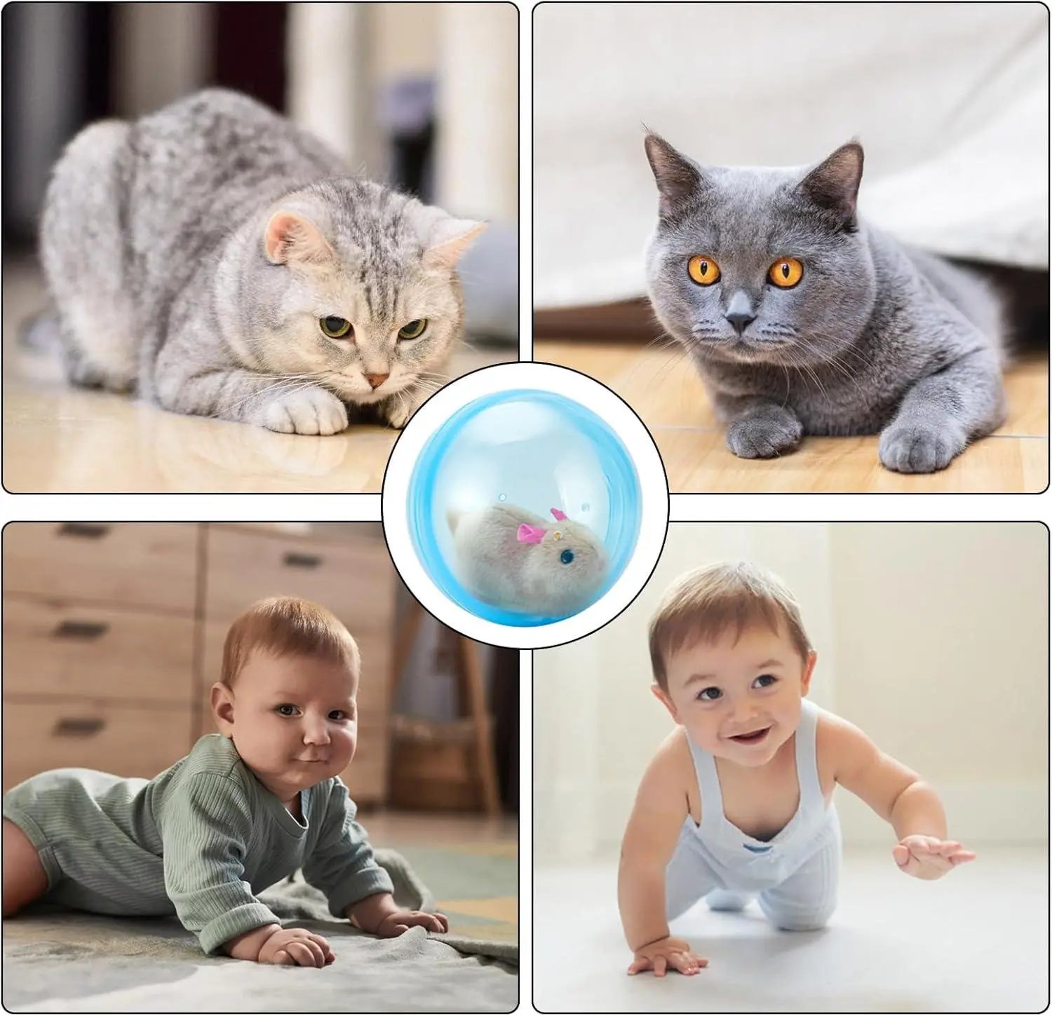 🔥Hot Sale 49% OFF!!🐈Auto-Rolling Ball with Mouse Hands-Free Play for Indoor Cats