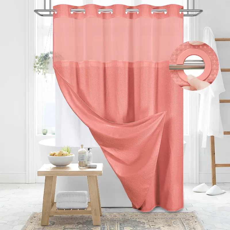 Cartivoe™ No-Hook Waffle Shower Curtain Set With Liner | Elegant Bathroom Upgrade