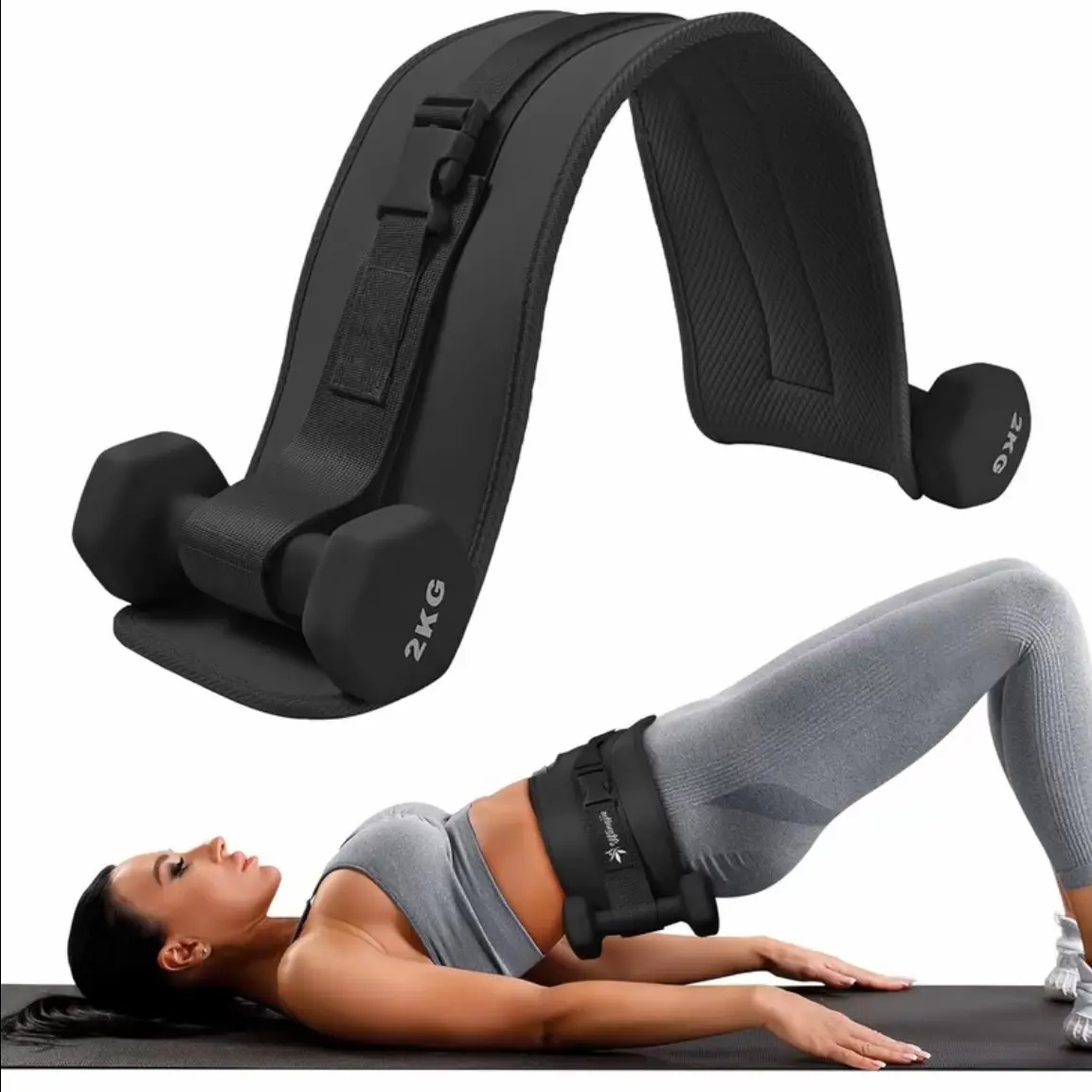 Adjustable Weighted Belt with Extra Cushioning - Lightweight Glute Workout Equipment for Home Hip Thrusts, Kettlebell Training & Butt Shaping, Isolates Hip Muscles, Compatible with Dumbbells & Push-Pull Resistance Rollers