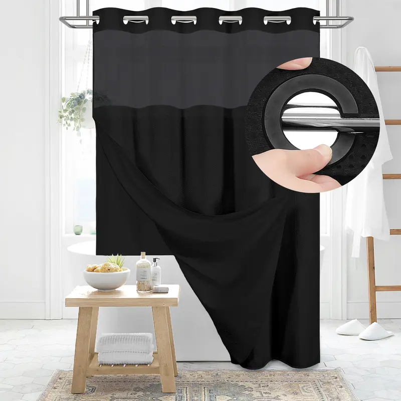 Cartivoe™ No-Hook Waffle Shower Curtain Set With Liner | Elegant Bathroom Upgrade