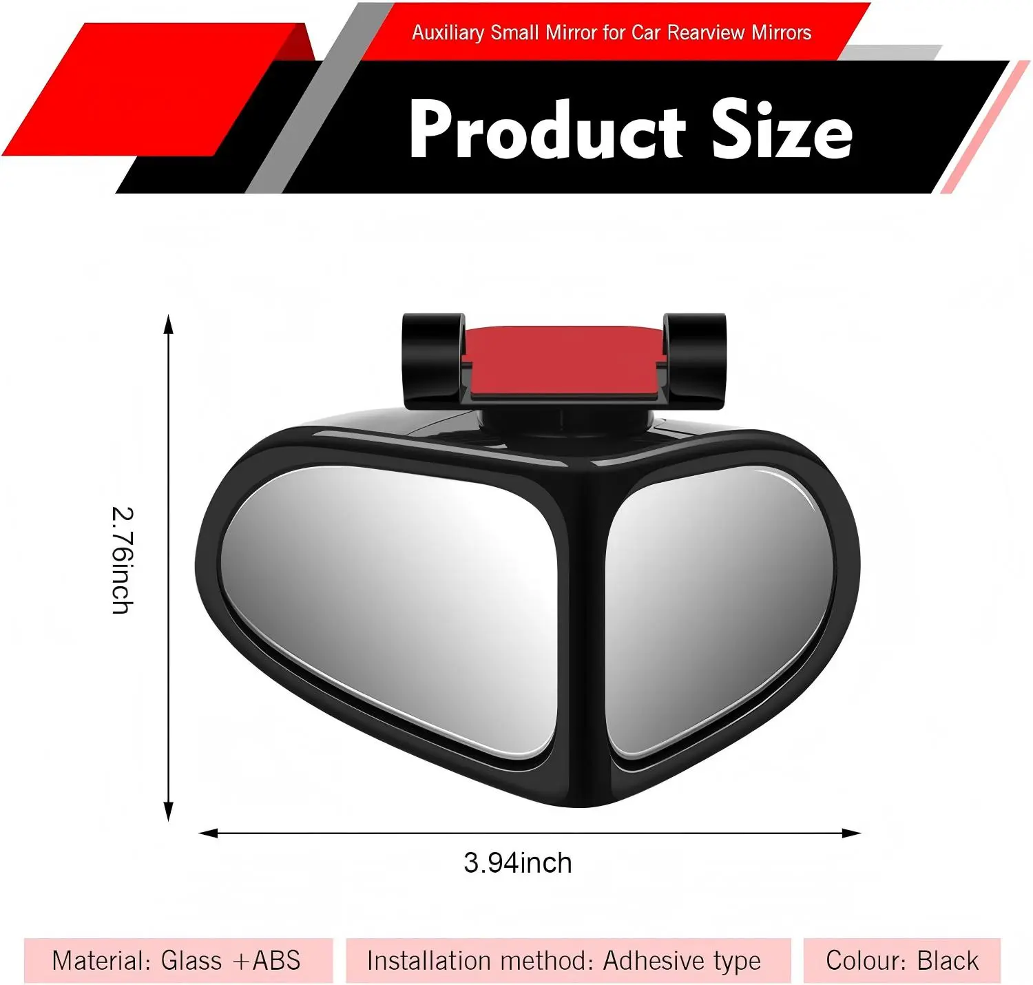 360° Rotatable Car Blind Spot Mirror - Real Glass ABS