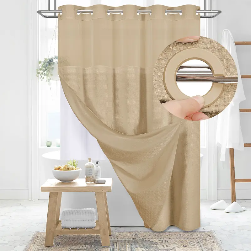 Cartivoe™ No-Hook Waffle Shower Curtain Set With Liner | Elegant Bathroom Upgrade