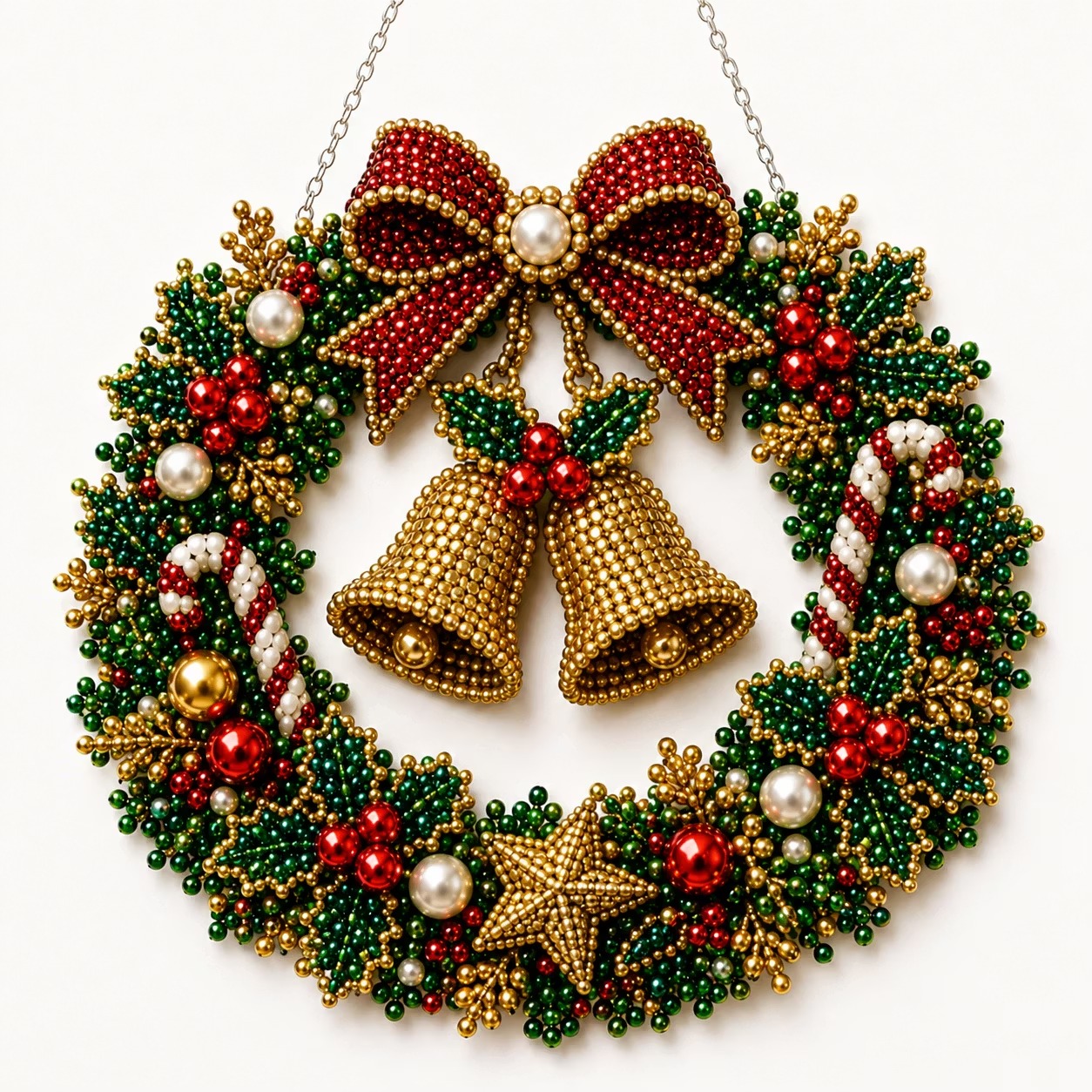 🔔LED Christmas Bell Wreath DIY Kit✨Single-Sided Pearl Diamond Painting Ornament