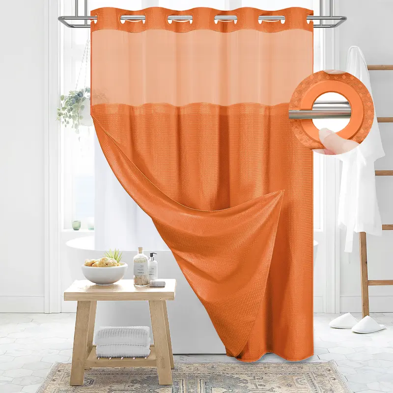Cartivoe™ No-Hook Waffle Shower Curtain Set With Liner | Elegant Bathroom Upgrade