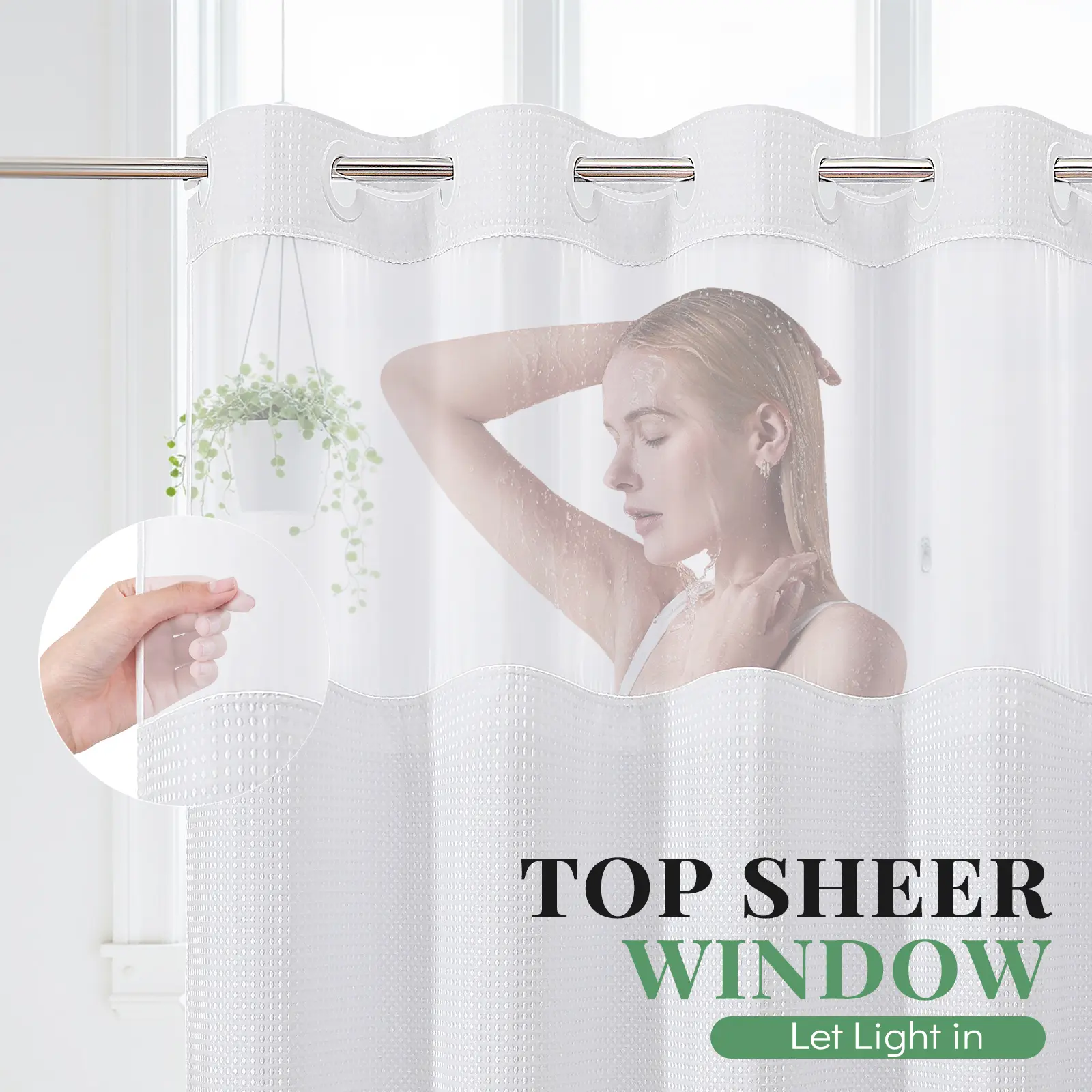 Cartivoe™ No-Hook Waffle Shower Curtain Set With Liner | Elegant Bathroom Upgrade